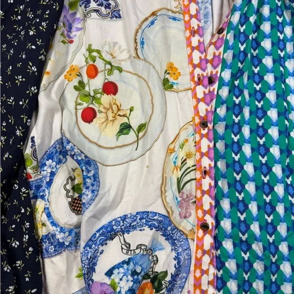 Maeve x Anthropologie Paz Contrast Button Down Shirt Blouse Women Size Large - Picture 2 of 7